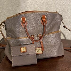 Dooney & Bourke Taupe Leather Shoulder Bag and Wallet